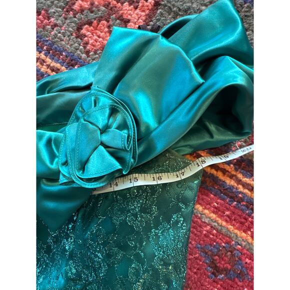 Jessica McClintock Gunne Sax Teal Asymmetrical Dress - 80s semi formal dress - Picture 9 of 16